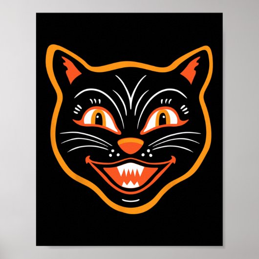 Poster Chat noir Vintage Halloween (Devant)