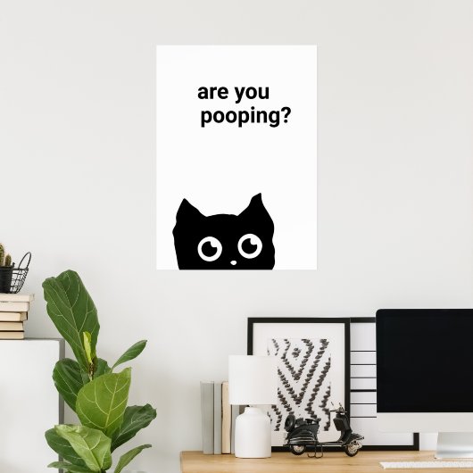 POSTER CHAT NOIR VOUS POUVEZ (Bureau à domicile)