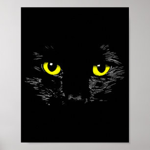 Poster Chat Noir Yeux Jaunes Visage De Chaton Halloween