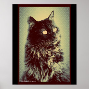 Poster Chat norvégien noir de forêt