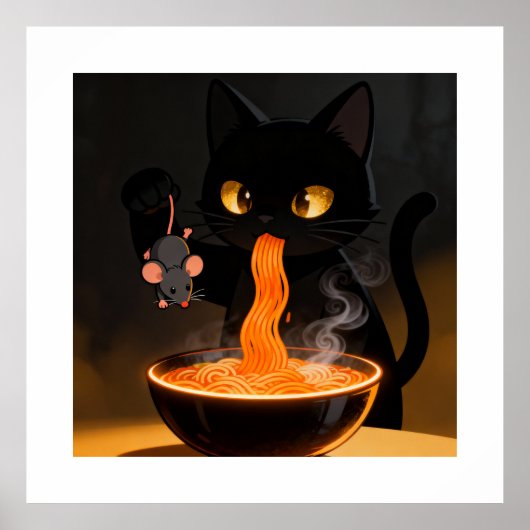 Poster Chat Obsidienne & Souris Audacieuse – Fête de Rame (Devant)