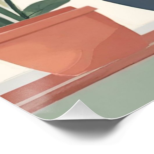 Poster Chat orange dans un pot à fleurs (Coin)