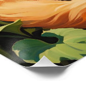 Poster Chat orange gras doré avec tournesol (Coin)