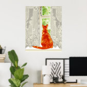 Poster Chat orange Vue sur la fenêtre Art traditionnel (Bureau à domicile)