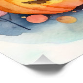 Poster Chat Oriental Bleu Halloween avec des citrouilles (Coin)