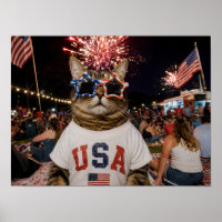 Chat patriotique USA avec lunettes de soleil en fo