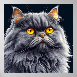 Poster Chat Persan Aux Yeux Orange Clair