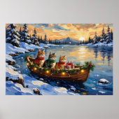 Poster Chat Persan Noël Bateau Fêtes (Devant)