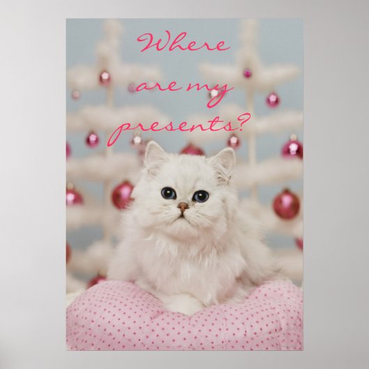 Poster Chat perse assis sur un coussin rose (Devant)