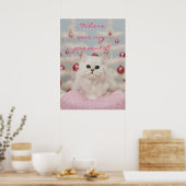 Poster Chat perse assis sur un coussin rose (Cuisine)