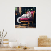 Poster Chat perse blanc (Cuisine)