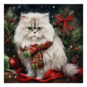 Poster Chat perse en Noël de neige (Devant)