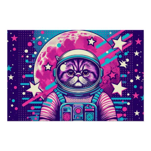 POSTER CHAT PERSIEN PERDU DANS L'ESPACE 2 (Devant)