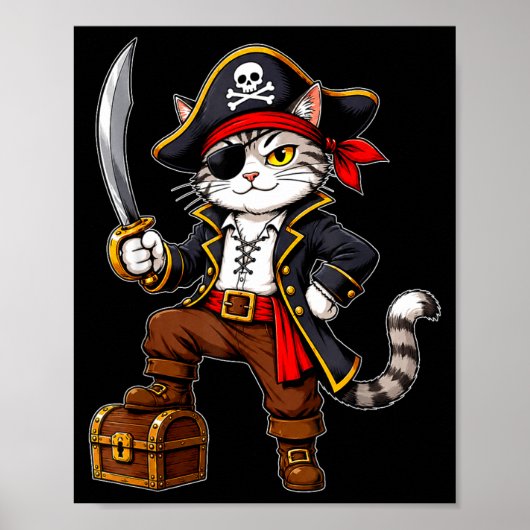 Poster Chat pirate mignon costume d'Halloween graphique d (Devant)