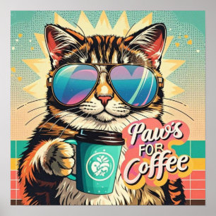Poster Chat portant des lunettes de soleil surdimensionné