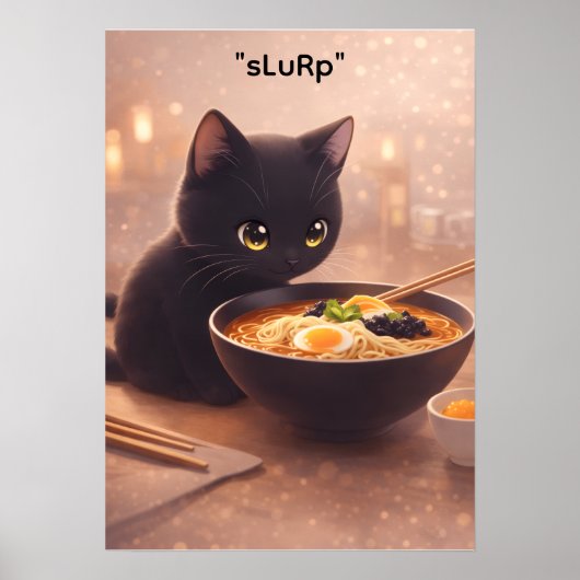 Poster Chat préparant des ramen à 3 heures du matin Affic (Devant)
