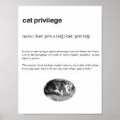 Poster Chat privilège drôle de citation blanc (Devant)