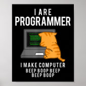 Poster Chat programmeur de chat d'ordinateur drôle Mème d (Devant)