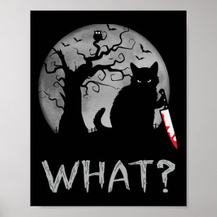 Poster Chat Quel Chat Noir Meurtrier Avec Costume Couteau