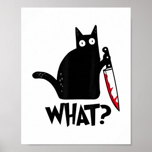 Poster Chat Qu'est-ce que_ Drôle Chat Noir (Devant)