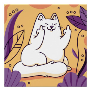 Poster Chat qui fait le doigt d'honneur