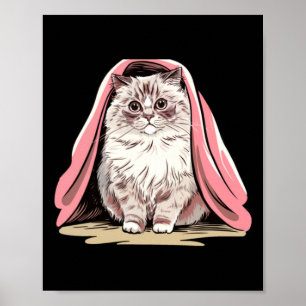Poster Chat Ragdoll Sous Un Autocollant De Couverture Ros