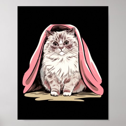 Poster Chat Ragdoll Sous Un Autocollant De Couverture Ros (Devant)