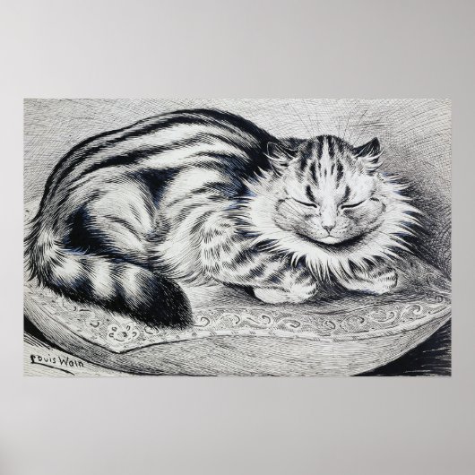 Poster Chat rayé, Louis Wain (Devant)