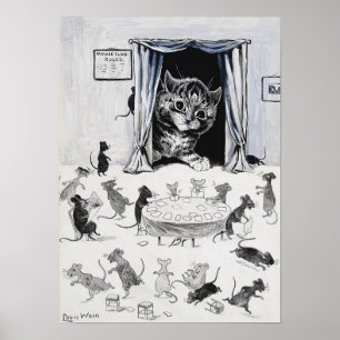 Poster Chat regardant dans le pays des souris, Louis Wain