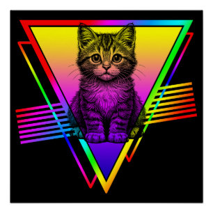 Poster Chat Rétro Mignon