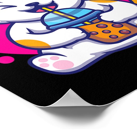 Poster Chat Rire Neko Kawaii Boba Thé En Style Anime (Coin)