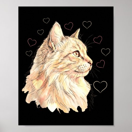 Poster Chat Romantique De La Saint-Valentin Avec Un Coeur (Devant)