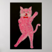 Poster Chat rose dansant (Devant)
