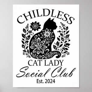 Poster Chat sans enfants Dames Social Club Mème Chat Kama