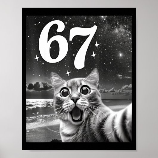 Poster Chat selfie avec 67 mème chats drôles graphique po (Devant)