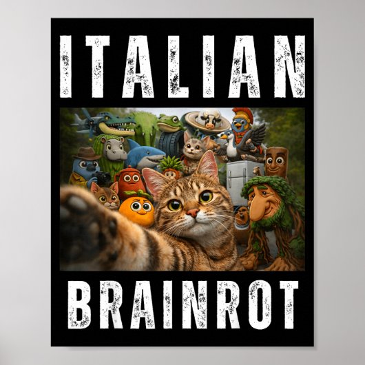 Poster Chat selfie avec mème drôle de brainrot italien (Devant)