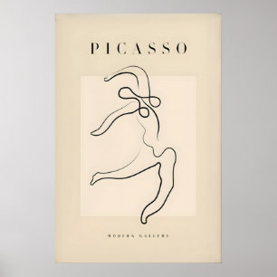 Poster Chat s'étirant de Picasso, Art linéaire, Animal mi