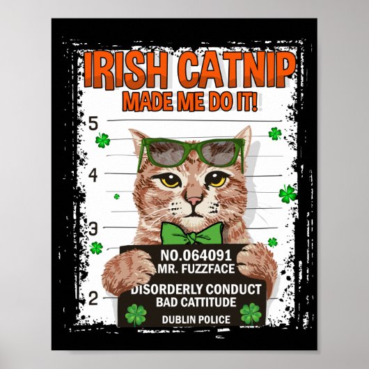 Poster Chat Shamrock de la fête de la St Patrick (Devant)