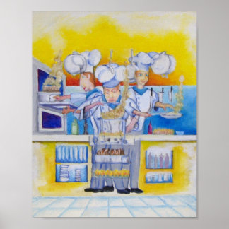 Poster Chat si au travail Peinture à l'huile