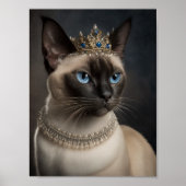 Poster Chat siamois avec couronne et collier (Devant)