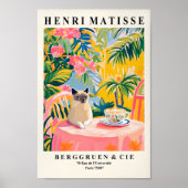 Poster Chat Siamois Boire Café, Amusant Décor De Cuisine, (Devant)