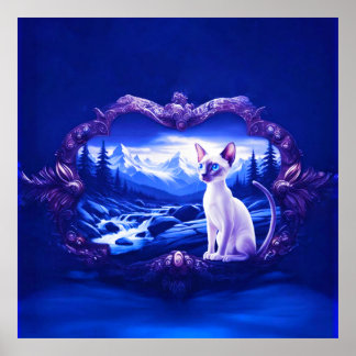 Poster Chat Siamois En Cadre Pittoresque