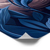 Poster Chat siamois en Fleurs Bleues (Coin)