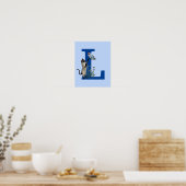 Poster Chat siamois Papillon Monogramme Initiale L (Cuisine)