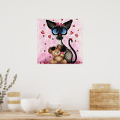 Poster Chat siamois Saint-Valentin par Bihrle (Cuisine)