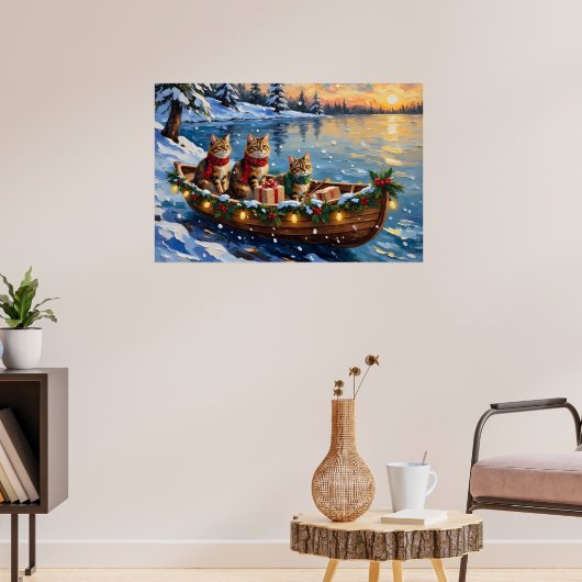 Poster Chat Sibérien Noël Bateau Fêtes (Salon 3)