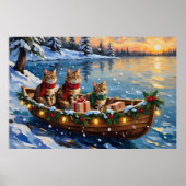 Poster Chat Sibérien Noël Bateau Fêtes (Devant)