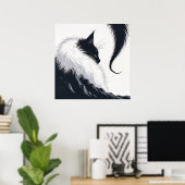 Poster Chat Silencieux Minimaliste (Bureau à domicile)