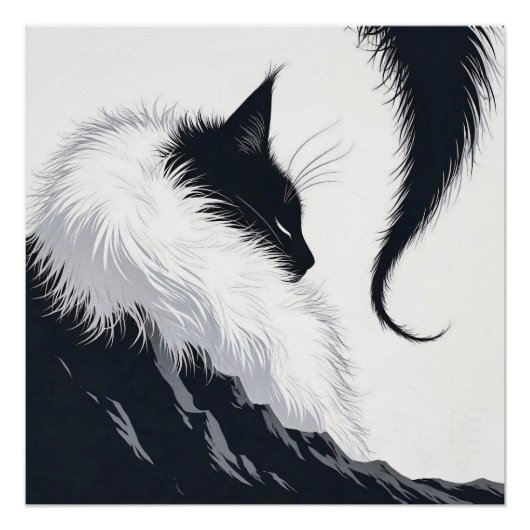 Poster Chat Silencieux Minimaliste (Devant)
