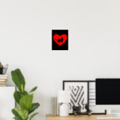 Poster Chat Silhouette Forme cardiaque Saint-Valentin Amo (Bureau à domicile)